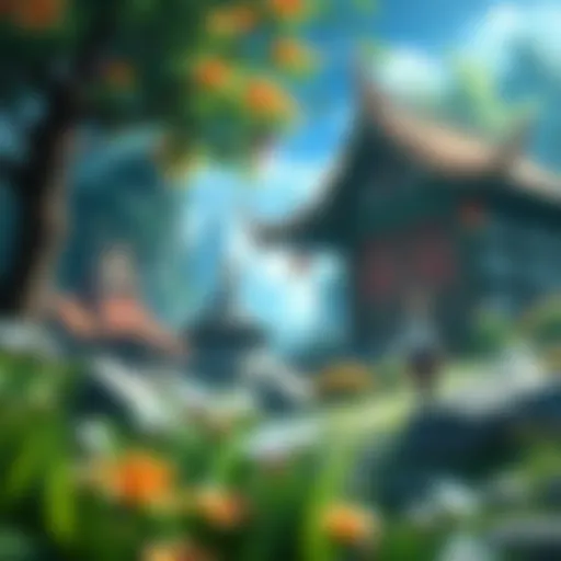 Immersive Fantasy Landscapes Vibrant scene showcasing the fantasy world of Mushoku Tensei