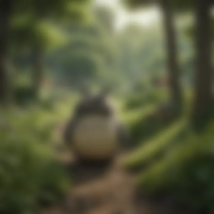 A serene landscape depicting the lush countryside featured in My Neighbor Totoro