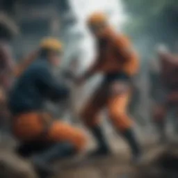Key characters engaged in an intense battle