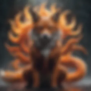 Nine-Tailed Fox Spirit of Power Mystical fox spirit with nine tails emanating power