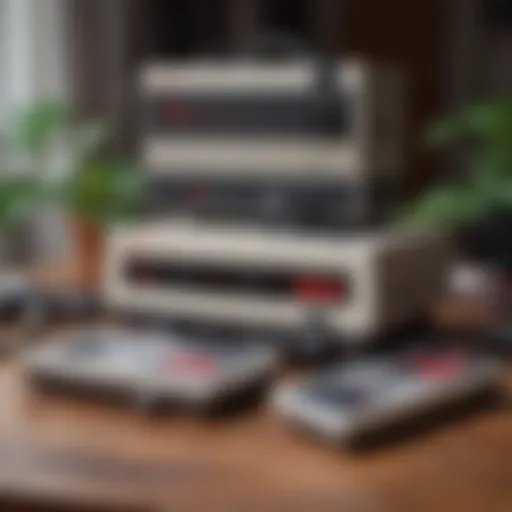 A vintage NES console with classic controllers