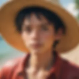 A stunning portrayal of Luffy in his signature straw hat amidst a vibrant backdrop.
