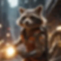 Rocket the Raccoon in a dynamic action pose