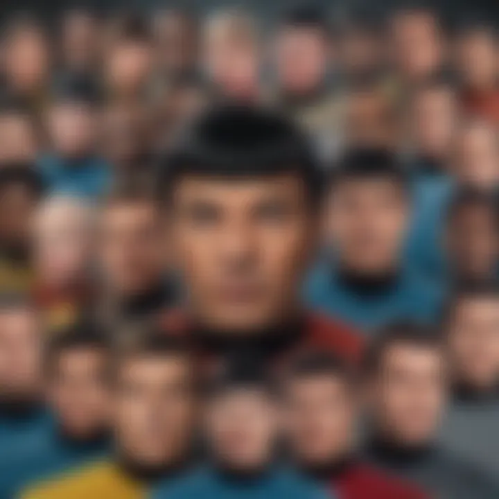 Imaginative artwork showcasing a collage of various iconic Star Trek characters in meme form