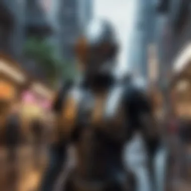 Technological Pursuit: The Cybernetic Hunter's Urban Hunt Cybernetic Bounty Hunter in Urban Jungle