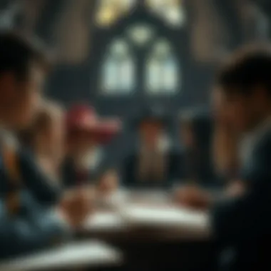 A gathering of diverse students engaged in magical studies