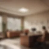 A vintage office scene reflecting the 1960s aesthetic