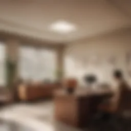 A vintage office scene reflecting the 1960s aesthetic