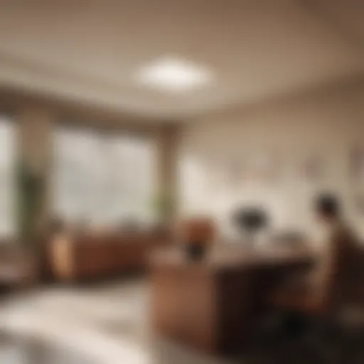A vintage office scene reflecting the 1960s aesthetic