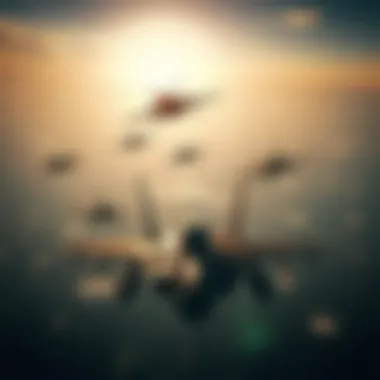 An intense aerial battle scene showcasing advanced fighter jets.