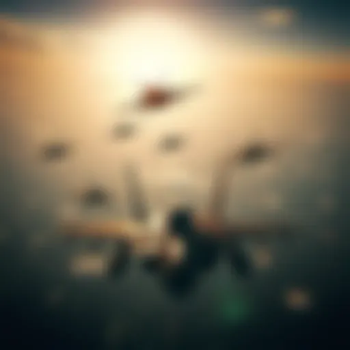 An intense aerial battle scene showcasing advanced fighter jets.