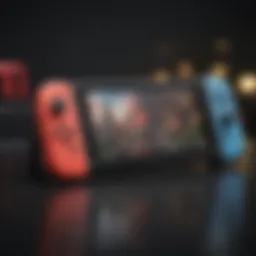 Close-up of Nintendo Switch console showcasing vibrant display and detachable controllers