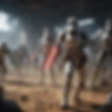 Epic Battle Scene in Star Wars Comics A vivid panel showcasing an epic battle scene from a Star Wars comic