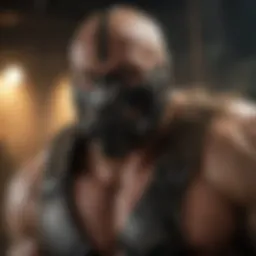 Bane's imposing figure showcasing his physicality