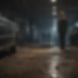 A tense scene from a classic suspense film