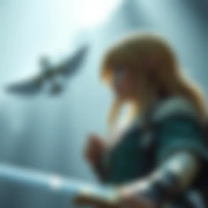 A depiction of the character Fi guiding Link