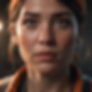 A close-up of Clementine's determined expression