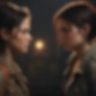Tension and Interaction in Clementine's Journey Clementine interacting with another character in a tense moment