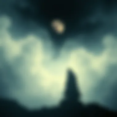 The Psychological Landscape of Moon Knight An abstract representation of mental health themes with moon and shadow elements