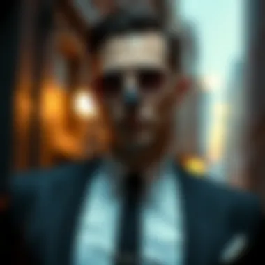 Mister Knight: The Refined Vigilante Mister Knight in a stylish suit, reflecting intellect and sophistication