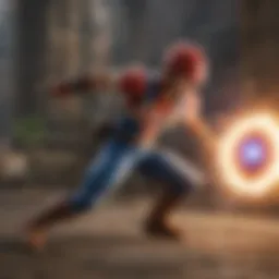 Dynamic action scene from Super Smash Bros showcasing character abilities.