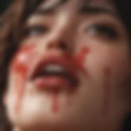 Symbolic representation of blood in manga panels