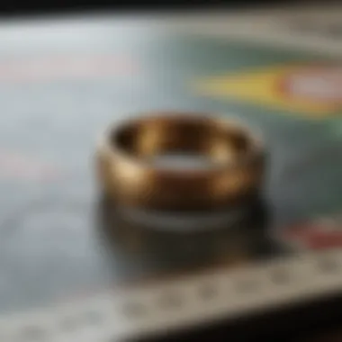 Detailed view of the Monopoly game piece resembling the One Ring