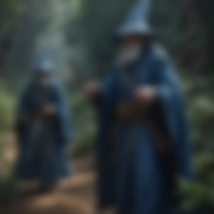 An enigmatic representation of the Blue Wizards journeying into the East, shrouded in mystery.