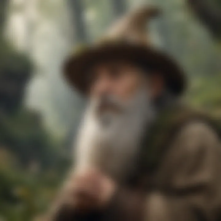 A mystical portrayal of Radagast surrounded by nature, symbolizing his connection with the natural world.