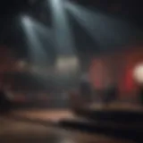 A vibrant stage setting with a spotlight highlighting a performer