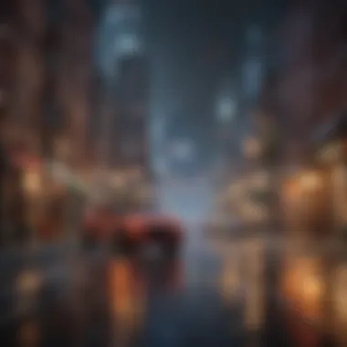 The colorful Lego city reflecting the movie's setting