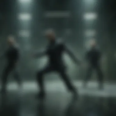 Dramatic action sequence showcasing choreography and effects