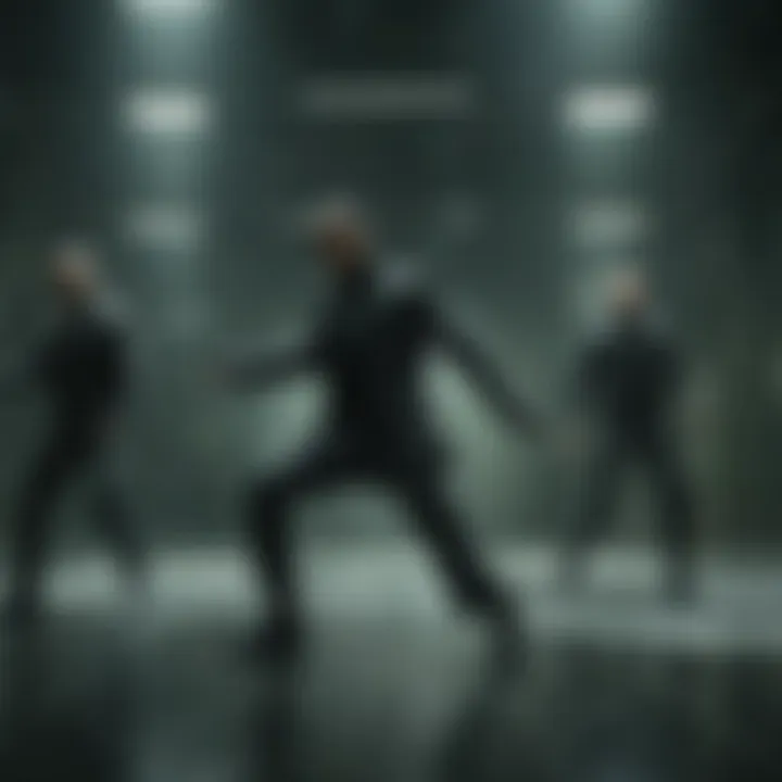 Dramatic action sequence showcasing choreography and effects
