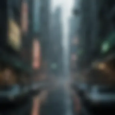 Concept art depicting the futuristic cityscape