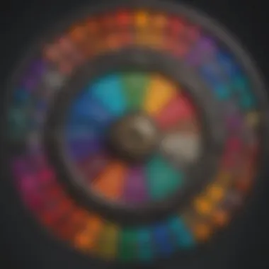 A vibrant color wheel showcasing the spectrum of hues used in Dungeons and Dragons character design.