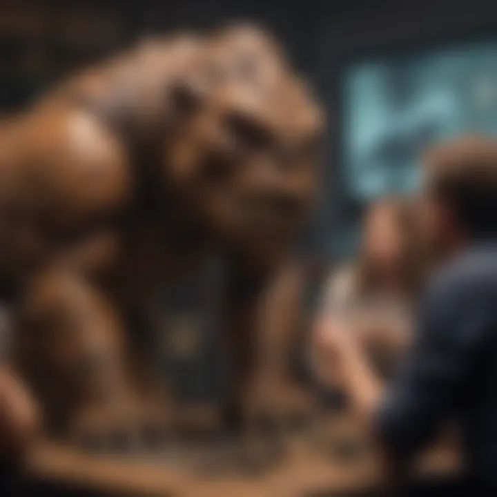 Collectors engaging with the Rancor figure at a fan event, illustrating community involvement.