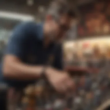 Collector at a Pop Figures Event An enthusiast examining pop figures at a collector's event