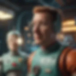 Futurama's iconic characters in a space setting