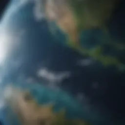 A breathtaking view of Earth from space showcasing its blue oceans and green landscapes.