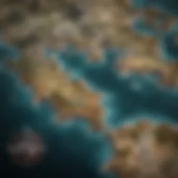 An intricate map of the Witcher universe showcasing notable locations