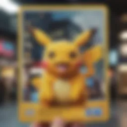 A close-up of a jumbo Pokémon card showcasing its vibrant artwork and unique size.