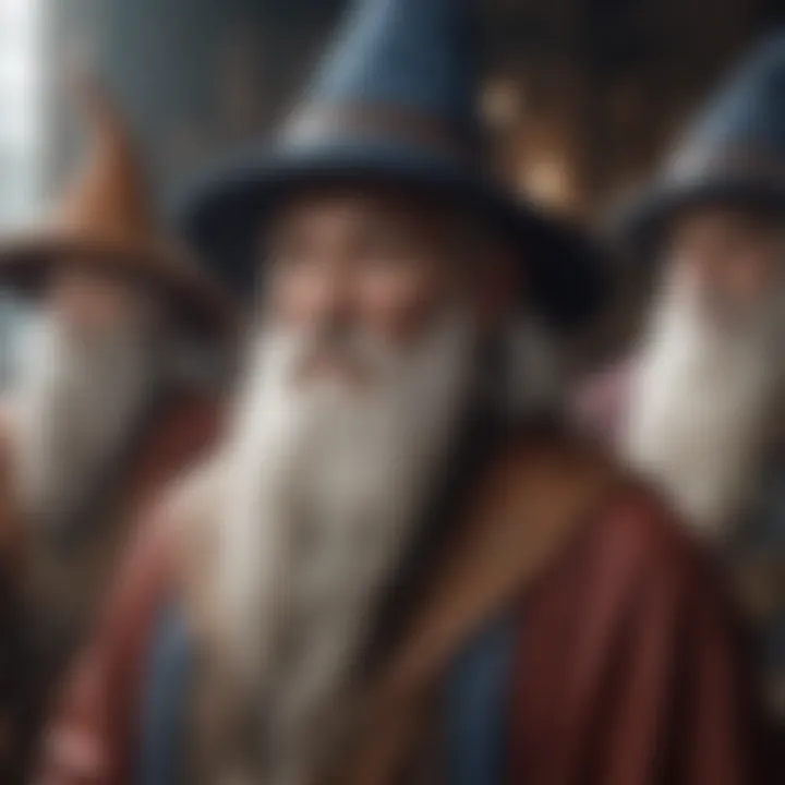 A diverse group of wizards representing various archetypes