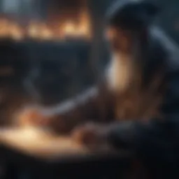 A mystical wizard casting a spell with glowing runes