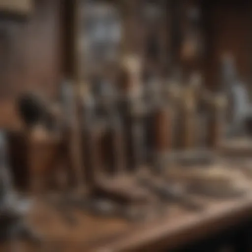 Artistic depiction of vintage barber shop tools