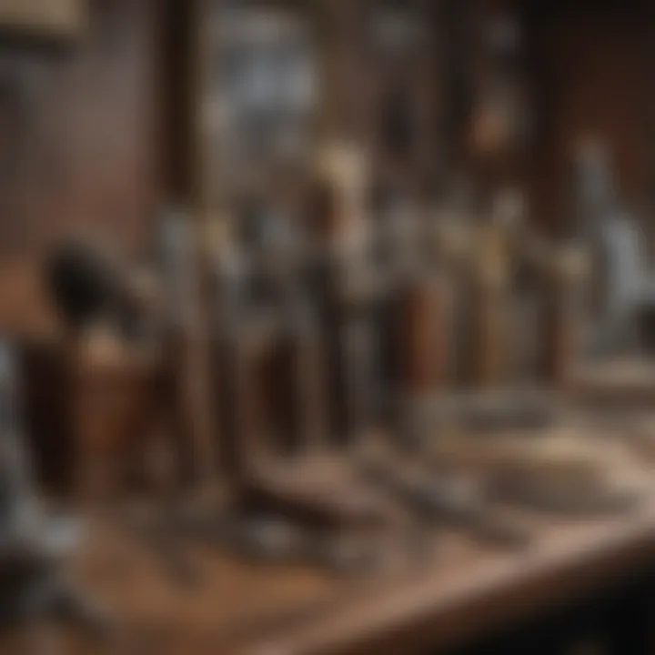 Artistic depiction of vintage barber shop tools