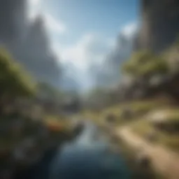 An intricate landscape from Final Fantasy XIV: A Realm Reborn showcasing diverse environments.
