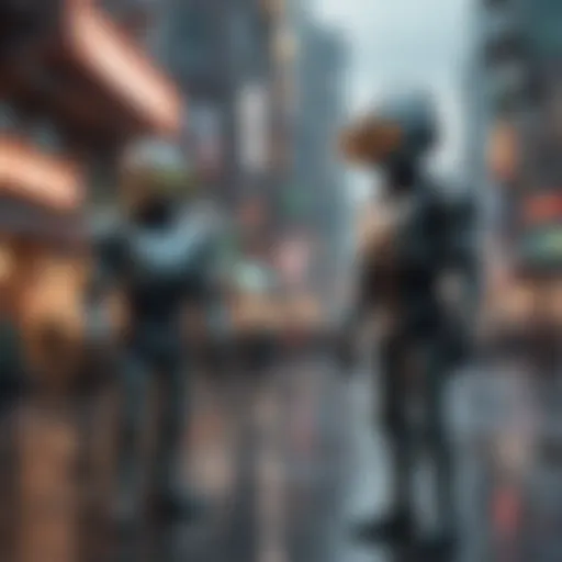 Futurama characters in a futuristic cityscape