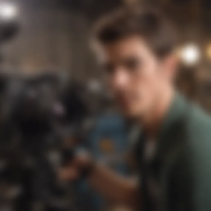 Grant Gustin in a behind-the-scenes moment on set