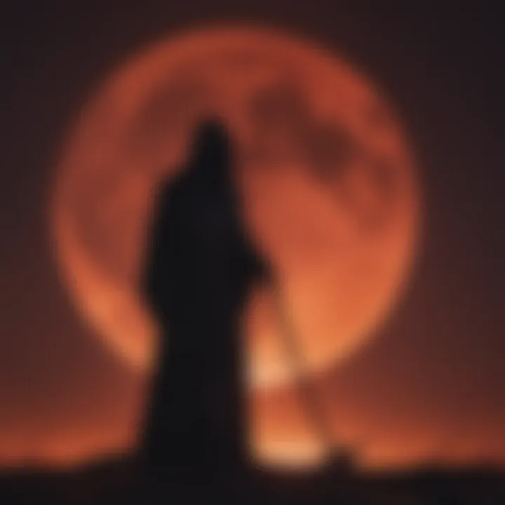 Grim Reaper Silhouetted Against a Blood Moon