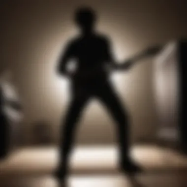 Silhouette of a guitarist rocking out on a Wii console